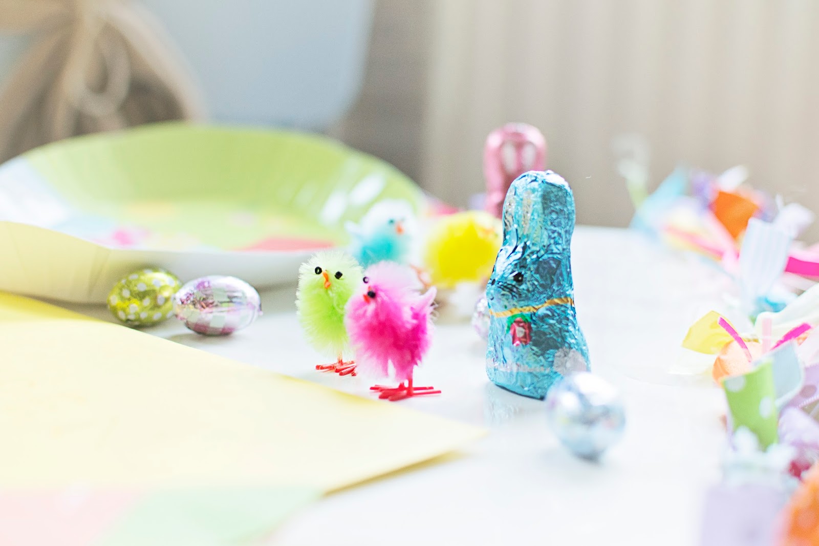 Easter Morning 2014… Bunny Prints, Chocolate and Skittles…