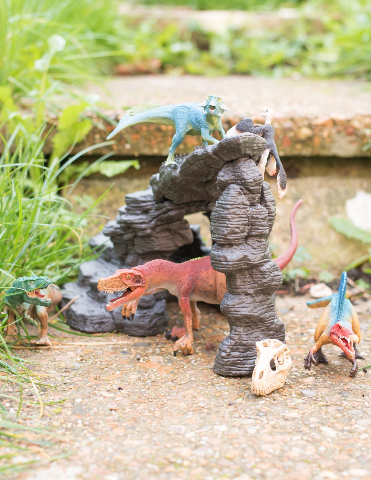 Schleich Dinosaurs Cave Set in the Garden free play dinovember