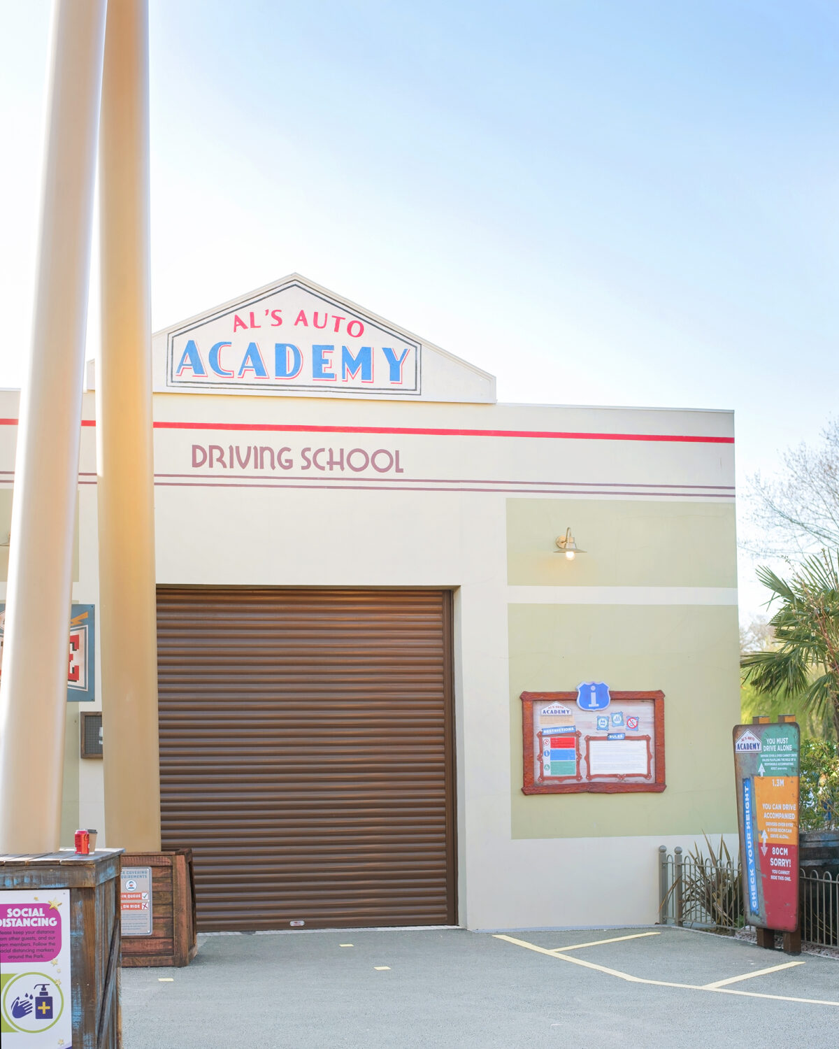  Image shows the building for Al's Auto Academy Driving School at Tornado Springs in Paultons Park.