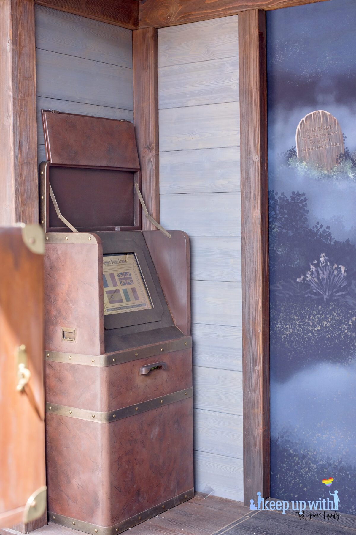 Image shows the control screen in the Disneyland Paris Spirit Photography Booth where you can print a personalised copy of the Mysterious Chronicle by Phantom Manor. Image by Keep Up With The Jones Family.